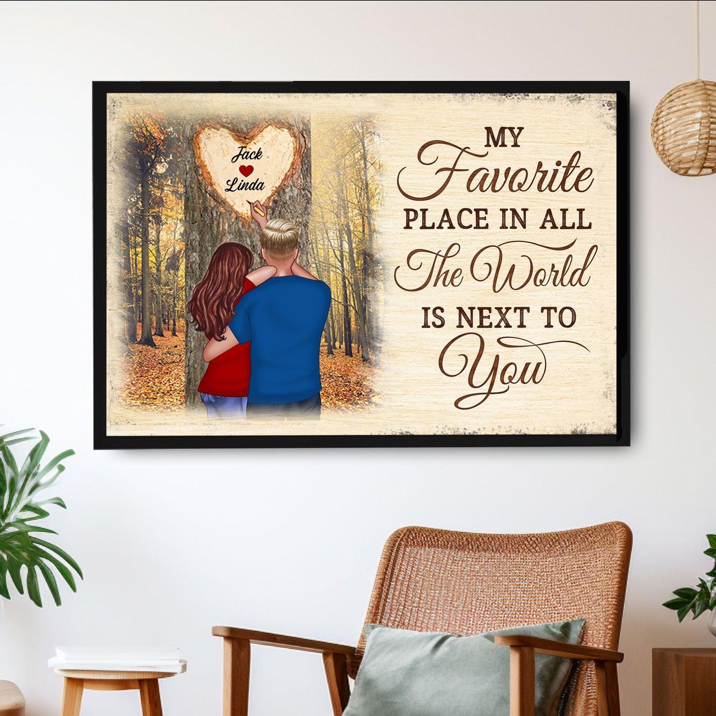 My World Is Complete With You - Romantic Personalized Couple Poster Gift for Him or Her