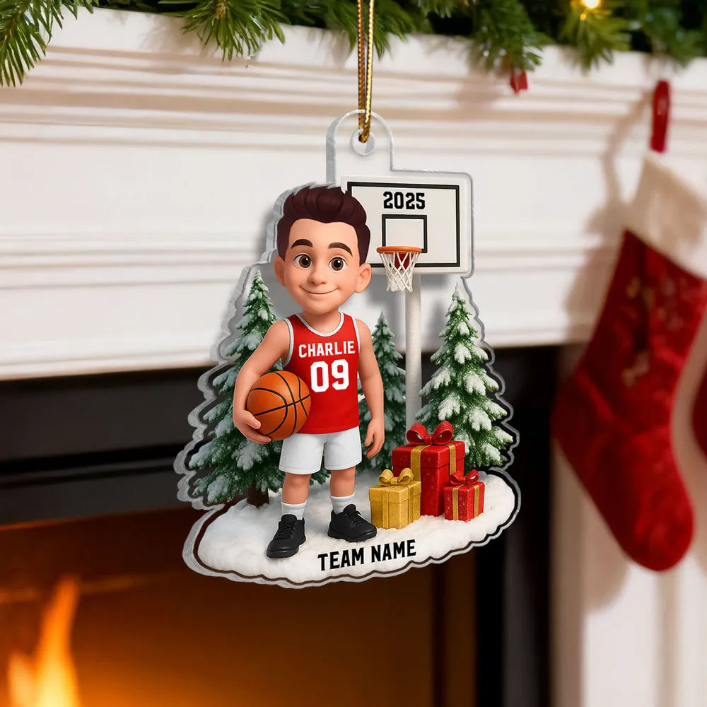 Basketball Acrylic Ornament with Custom Design – Festive Tree Decoration & Perfect Gift for Sports Lovers