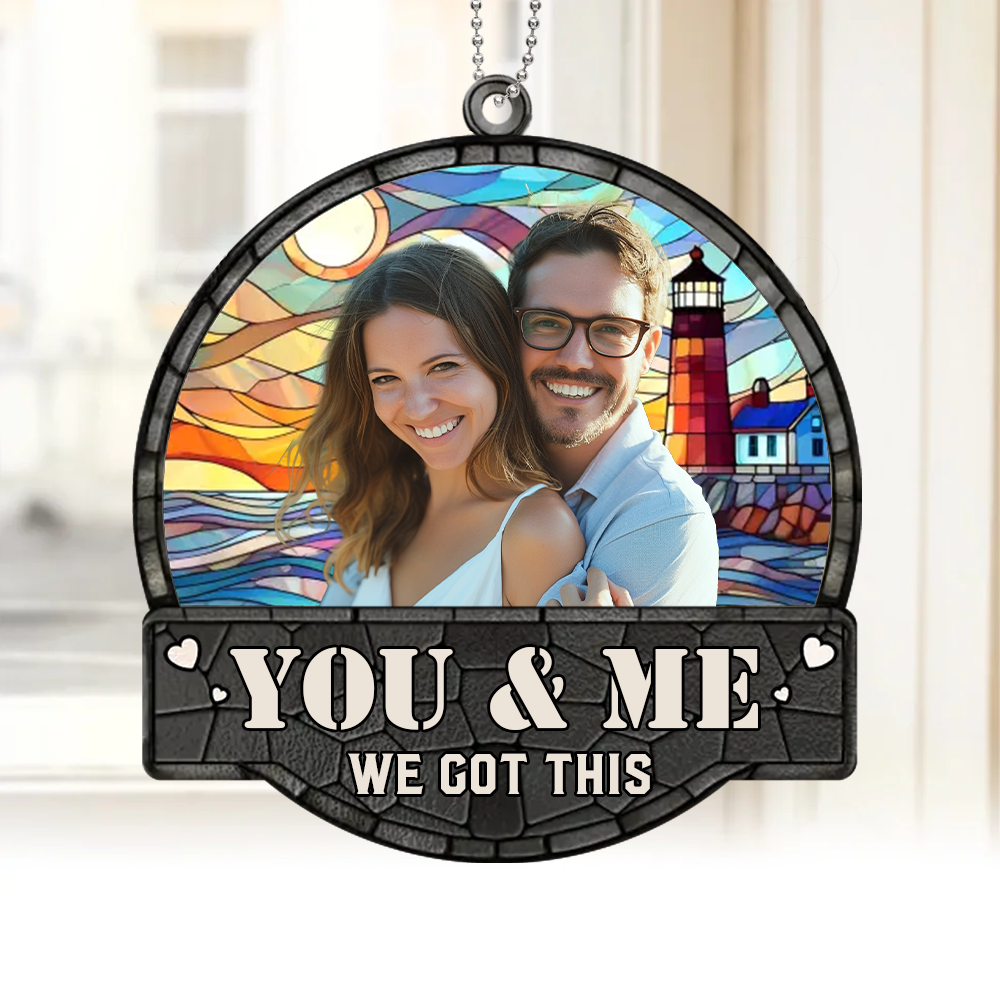 Custom Couple Plaque Keychain - Personalized Anniversary Ornament Gift