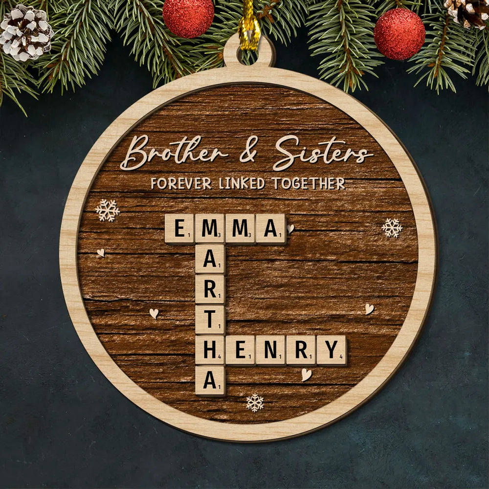 2-Layer Wooden Ornament – rustic red style with snowflakes, heartwarming Christmas gift for family and friends