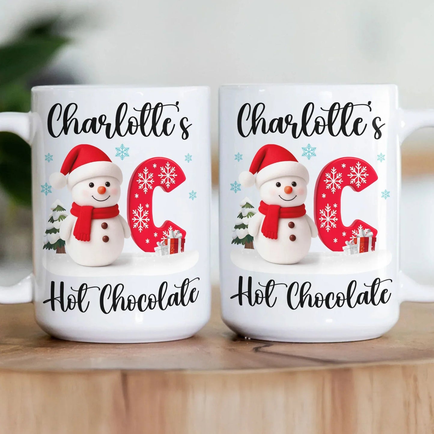 Custom Snowman Initial White Ceramic Mug for Hot Chocolate & Morning Coffee – Festive Personalized Christmas Gift, Fun and Cute Winter Present