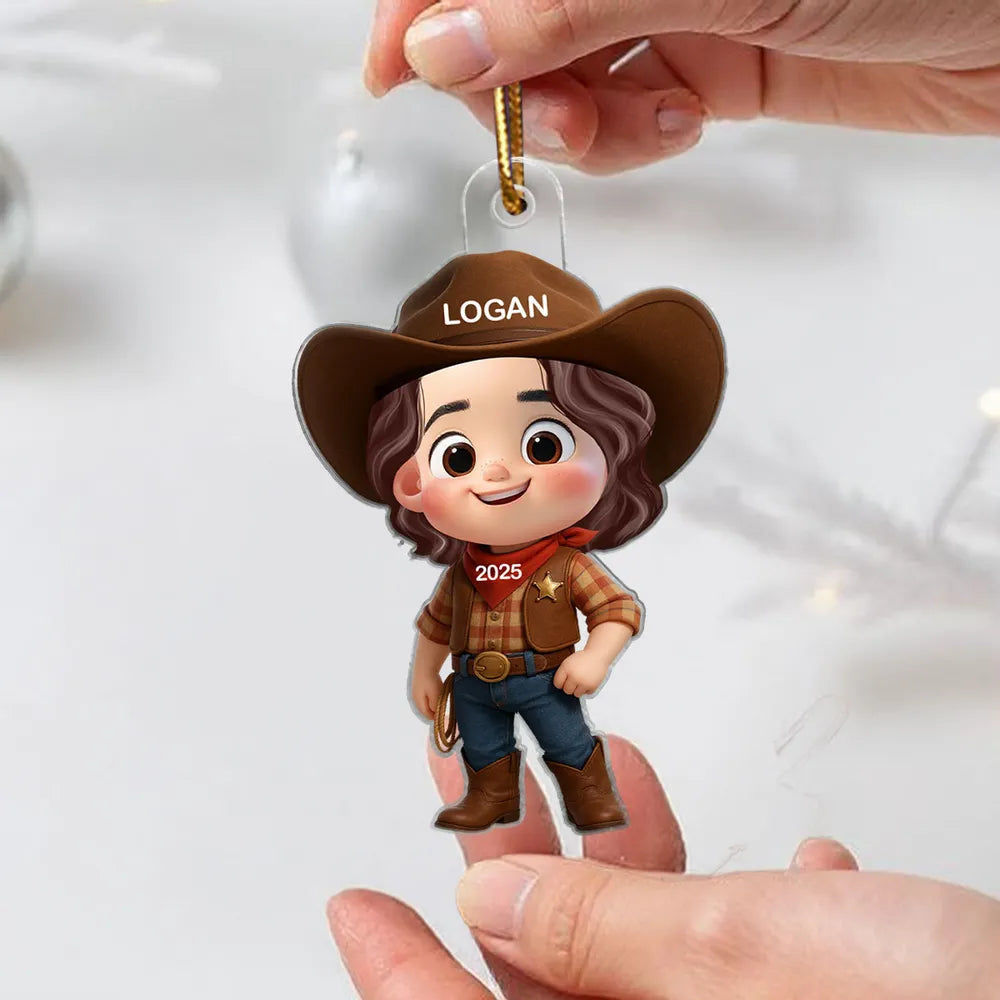 Personalized Firefighter Kid Acrylic Ornament – Christmas Gift for Boys
