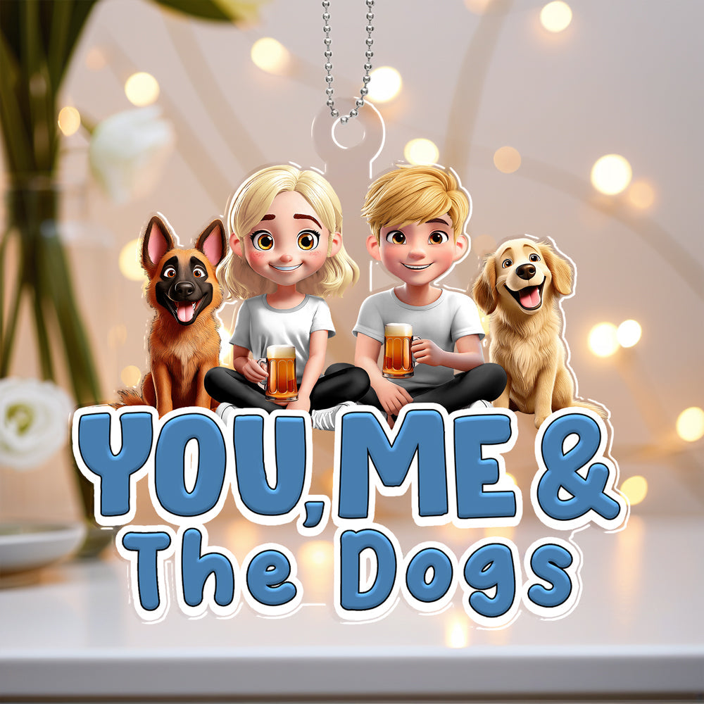 Personalized Acrylic Car Hanger for Couples & Dogs