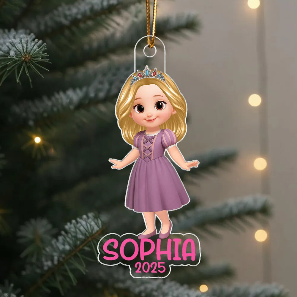 Cute Girl Themed Acrylic Ornament – Customizable Christmas Decoration for Kids