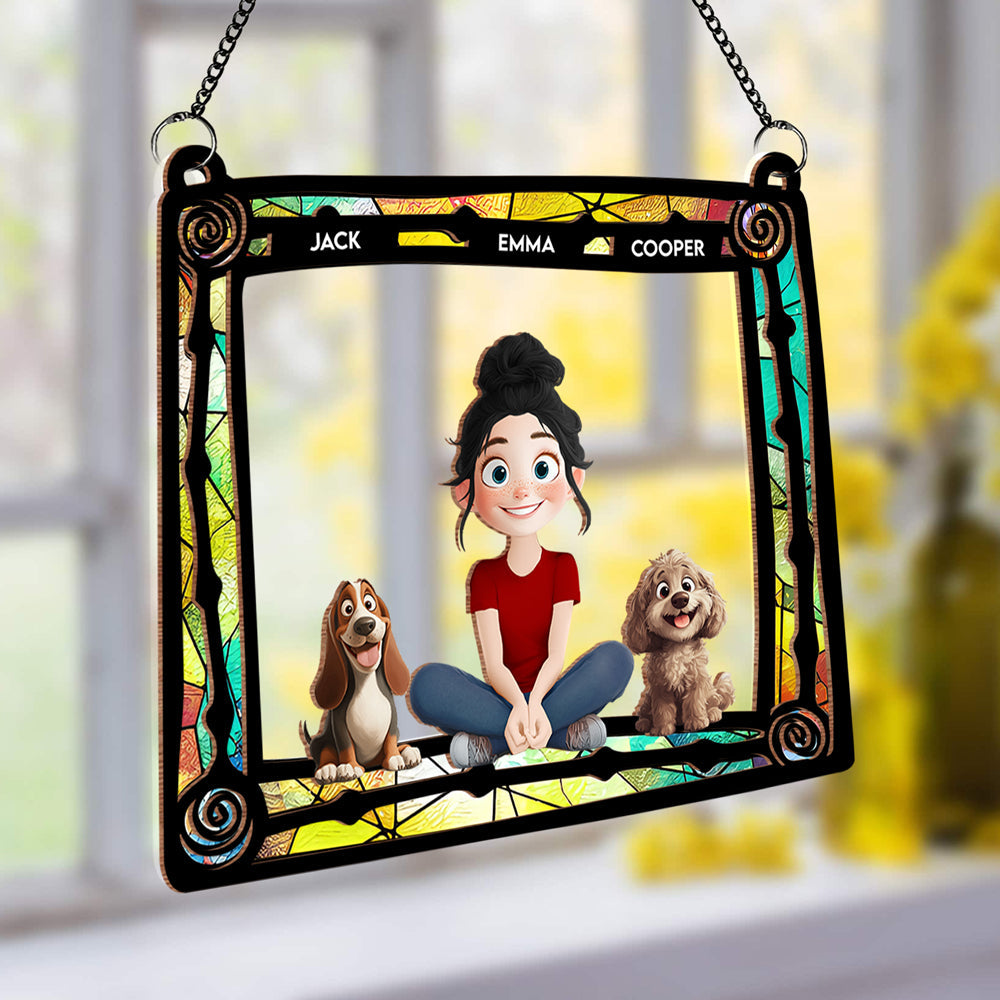 Custom Pet & Owner Wood Acrylic Ornament - Personalized Pet Lover Gift