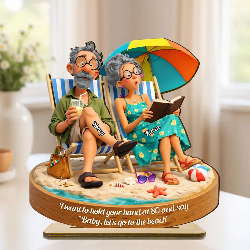 Personalized 2-Layer Wooden Plaque Beach Couple Scene, Funny Romantic Keepsake, Unique Gift for Husband or Wife