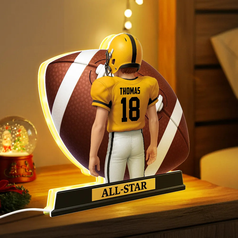 Personalized Acrylic Light Box for Football Player – Custom All-Star Design, Stadium Glow, Unique Gift for Sports Fans
