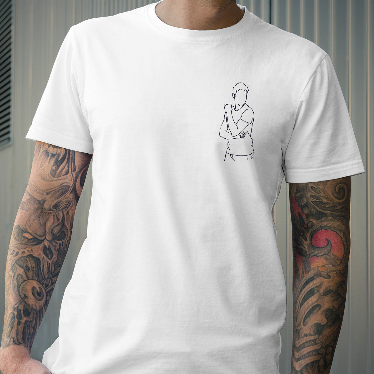Custom Line Art - Personalized Son Embroidered T-shirt
