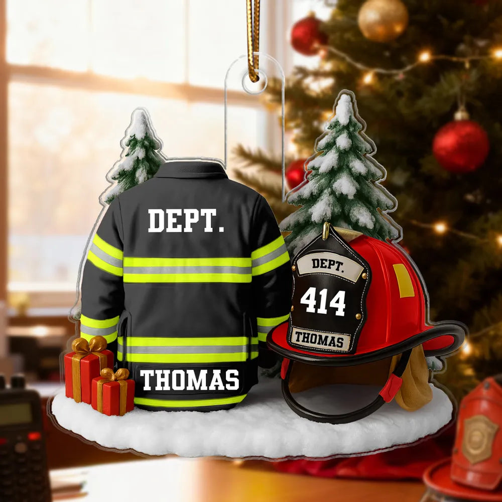 Firefighter Ornament – Fire Jacket and Helmet Design, a Heartfelt Gift Honoring Bravery and Service