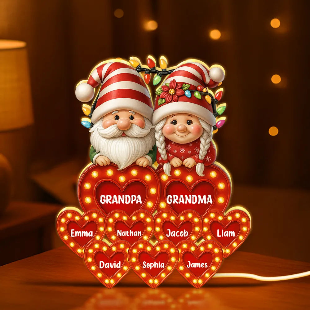 Grandparents Acrylic Light Box – Personalized Christmas Decoration with Grandkids’ Names, Clear and Collectible Gift