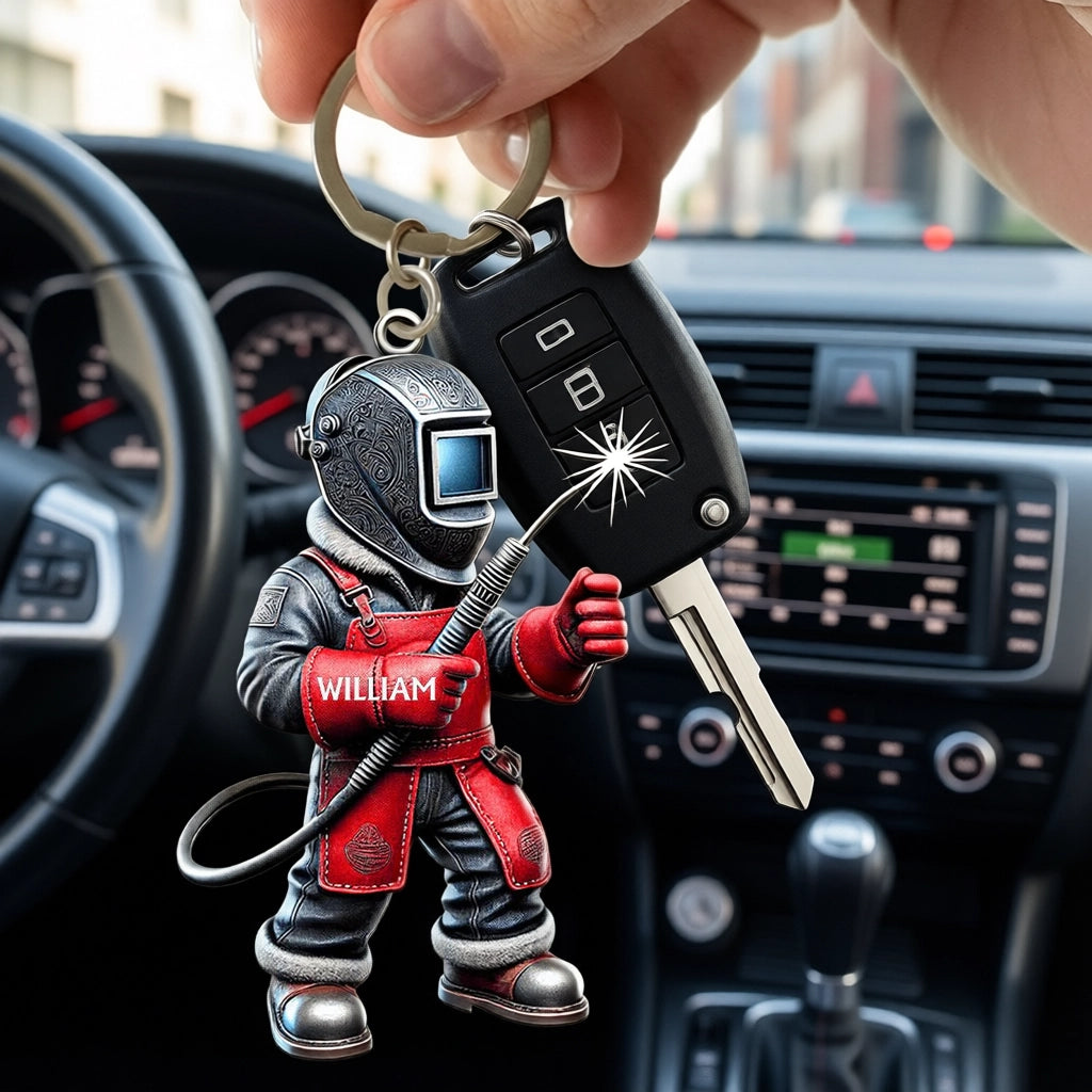 Custom Name Welder Acrylic Keychain Bright Color Charm For Work Gear Or Keys A Fun Unique Gift