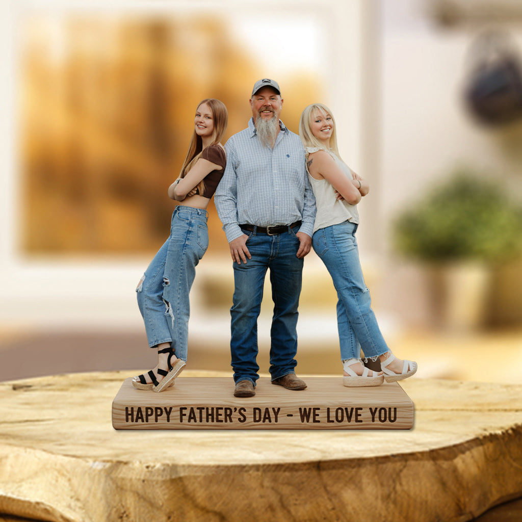 Custom Father and Two Sons Personalized Figurine Statue - Best Dad Ever Nameplate Keepsake - Unique Father's Day Desk Ornament Gift