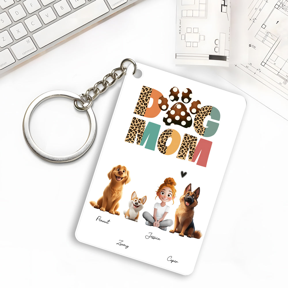 Cartoon Dog Mom Custom Keychain – A Unique Surprise for Mother's Day, Valentine's Day, or Pet Lovers