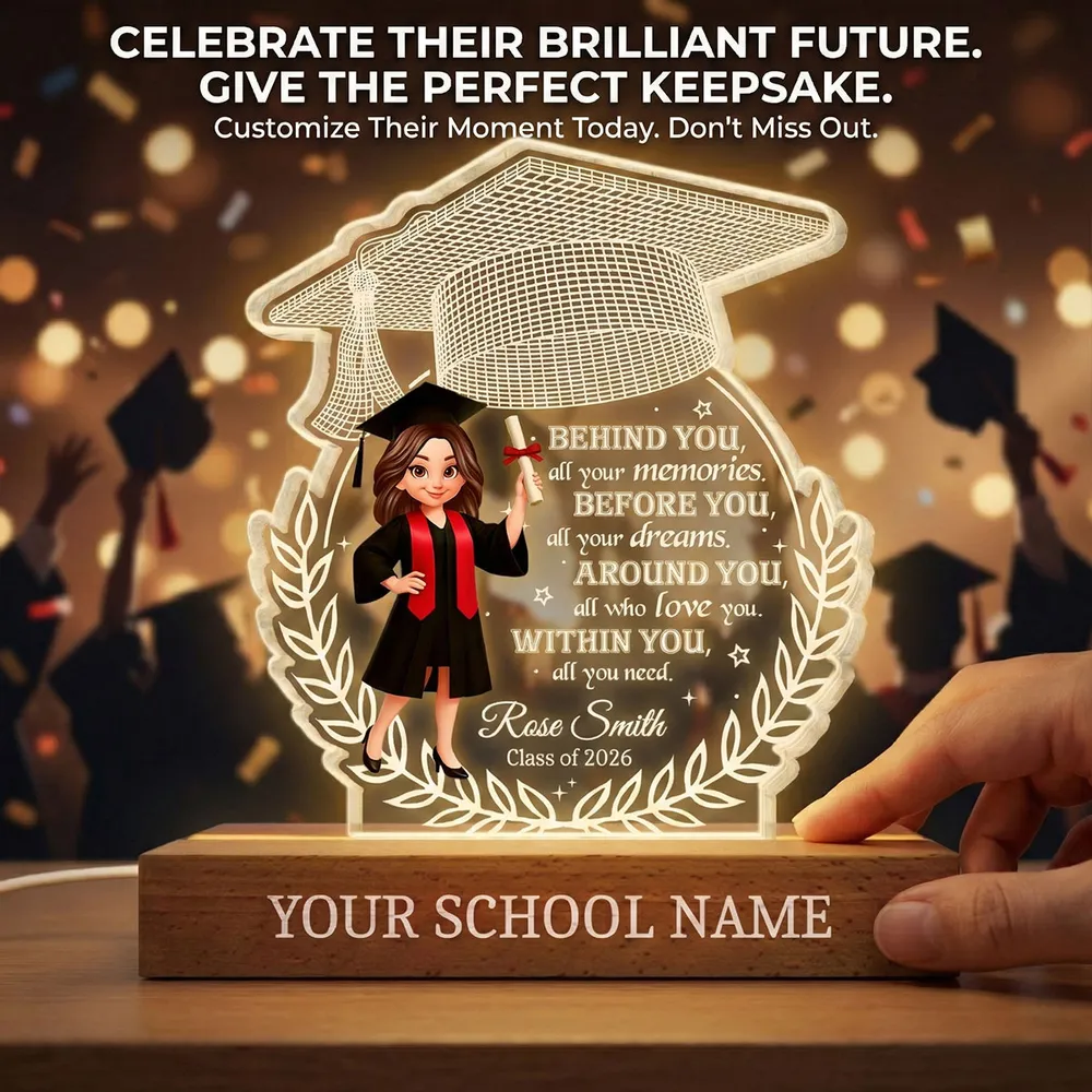 Shaped Acrylic Block LED Plaque Graduation Cap Quote, Warm Glow Desk Decor, Unique Creative Gift For Senior Grad