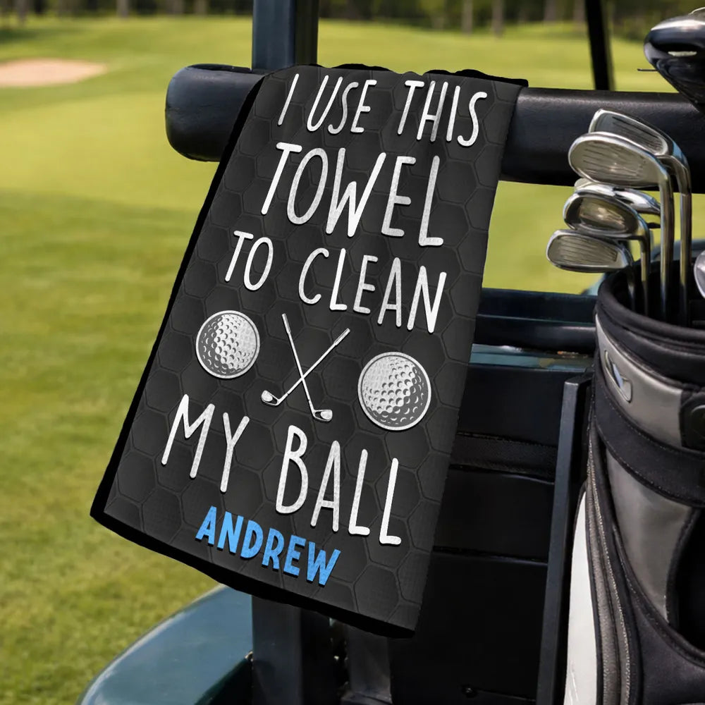 Personalized Waffle Weave Golf Towel Funny 'I Use This Towel To Clean My Ball' Unique Gift for Golfers
