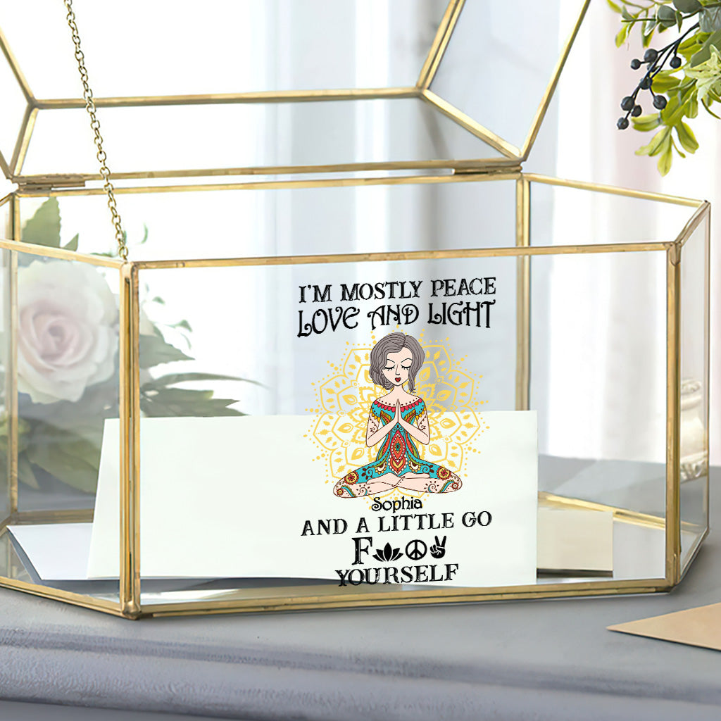 I’m Mostly Peace Love And Light - Personalized Yoga Decal Full
