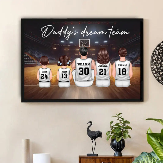 “Daddy’s Dream Team” Personalized Basketball Poster / Canvas – Heartfelt Father’s Day Gift for Dad