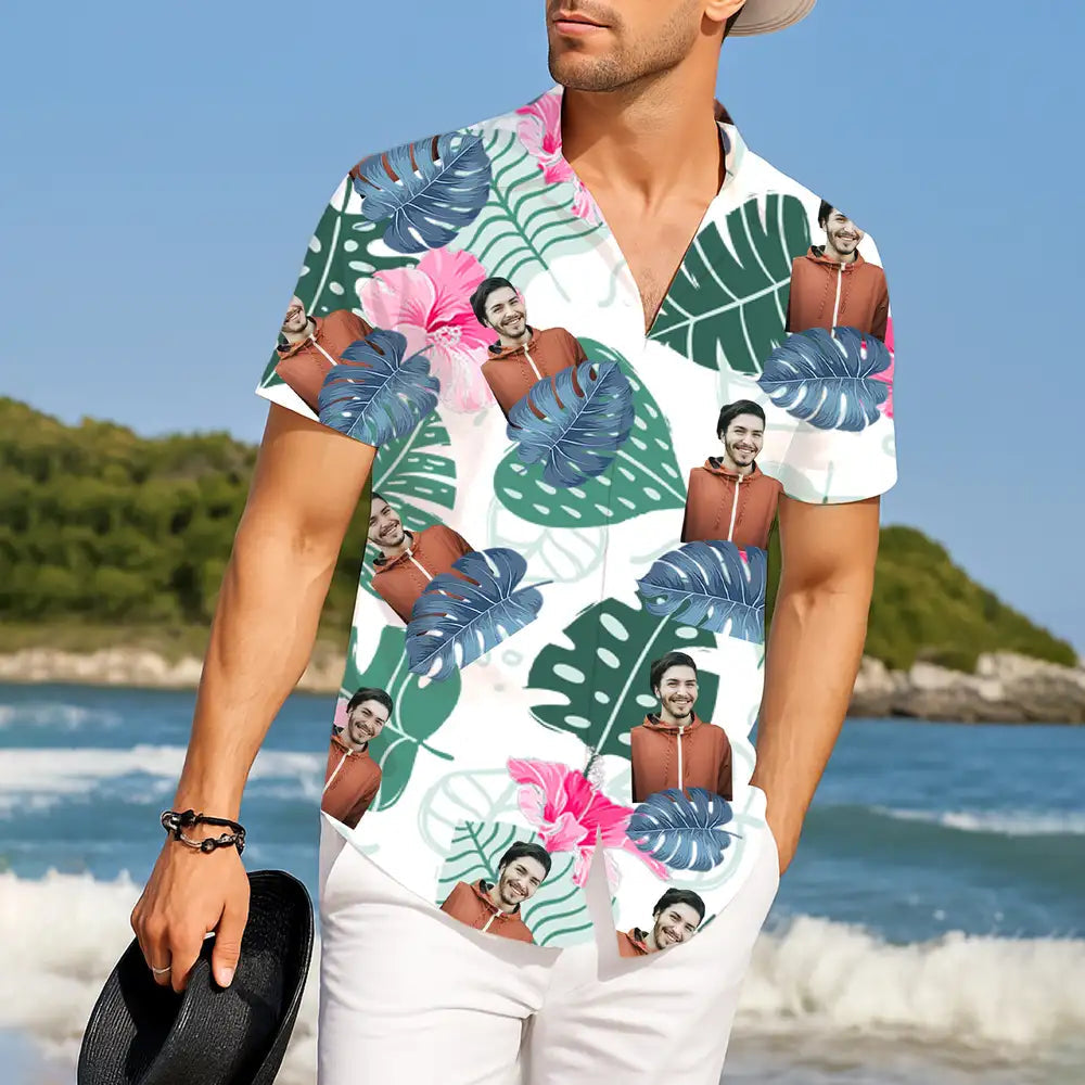 Personalized Face Print Hawaiian Shirt – Upload Your Photo, Perfect for Summer Fun