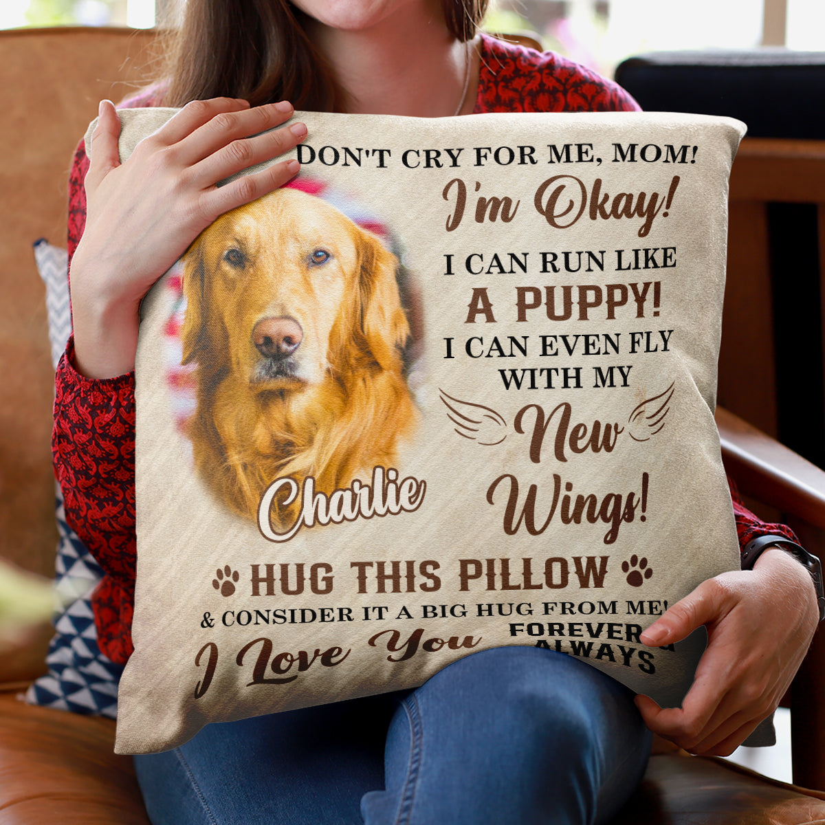 Love and Comfort – Custom Square Pillow Featuring a Pet’s Heartwarming Message – The Ideal Gift for Pet Lovers
