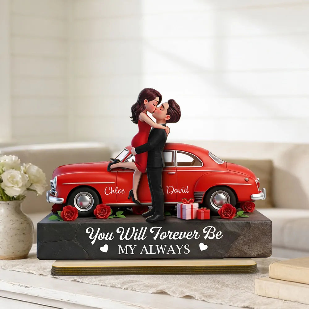 You Will Forever Be My Always Personalized 2-Layer Wooden Plaque Sweet Couple Kiss Scene Heartfelt Anniversary Gift