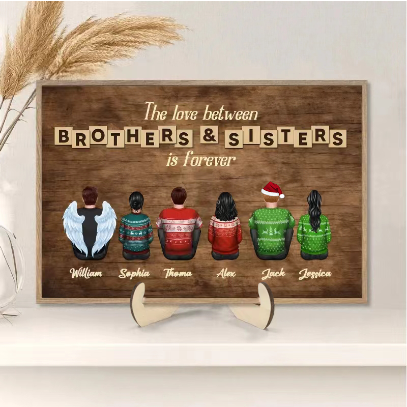 Personalized Brothers & Sisters Forever Poster or Canvas, Keychain, Plaque, Car Hanger, Wallet Card - Perfect Gift for Siblings, Memorial Keepsake