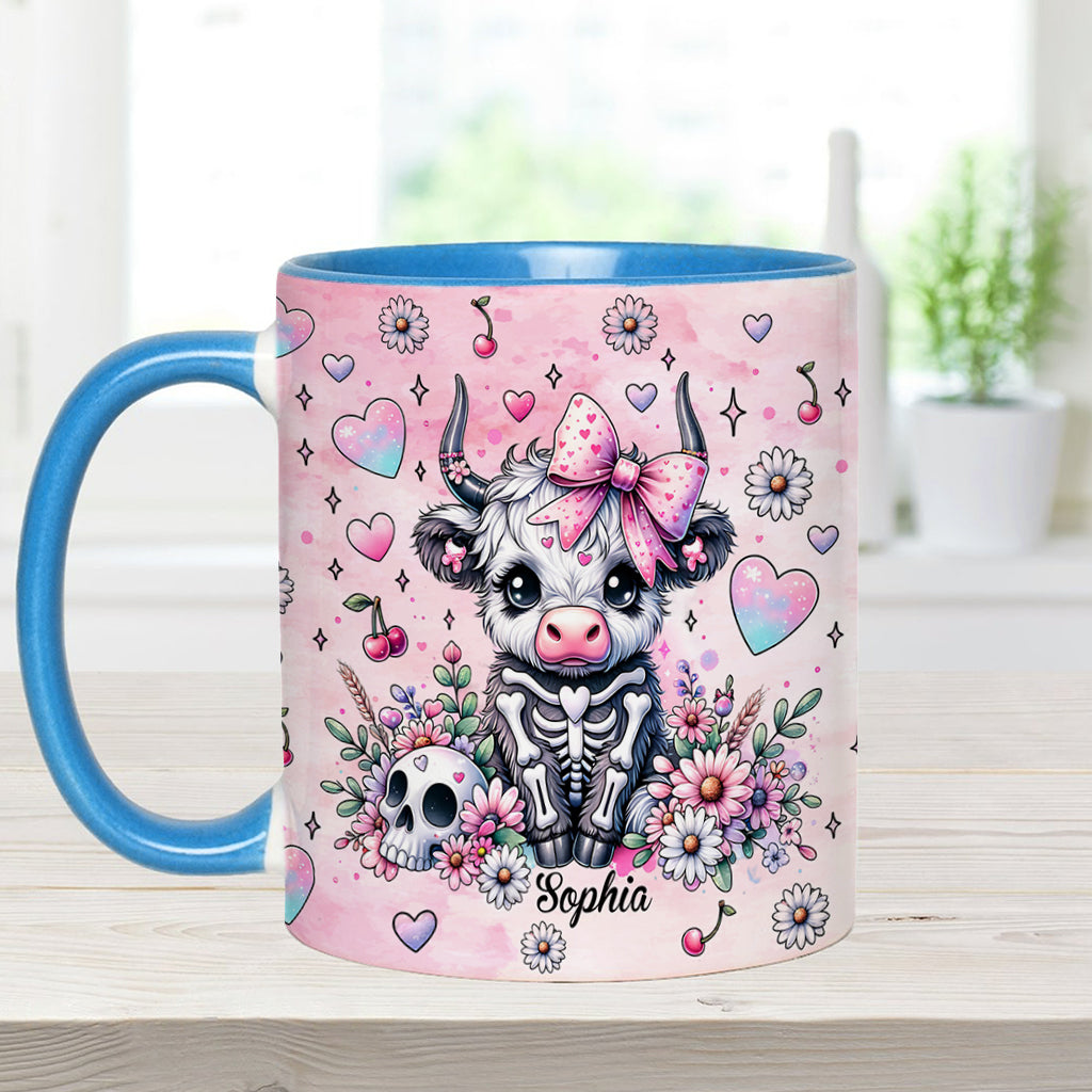 Cute Spooky Halloween Highland Cow - Personalized Accent Mug