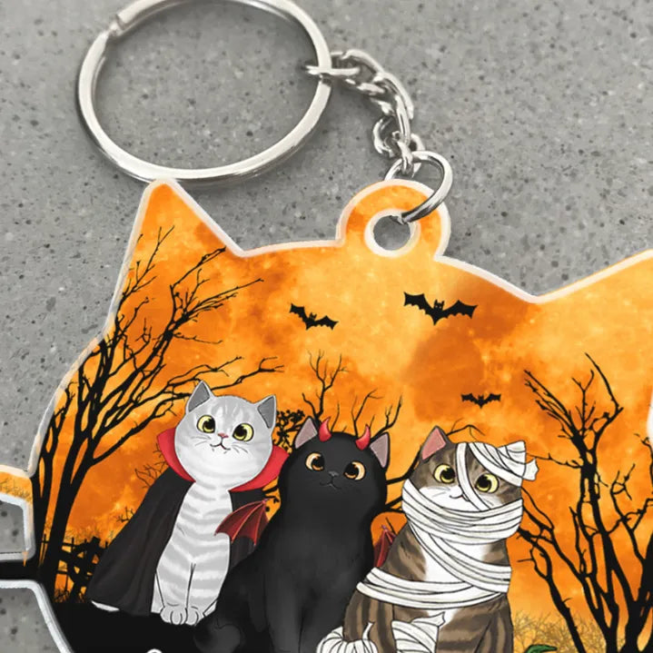Personalized Halloween Cat Face Shaped Keychain, Car Hanger, Pillow, and Sign - Perfect Gift for Cat Lovers