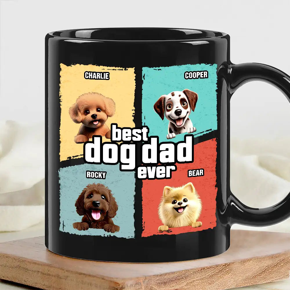 Personalized Dog Dad Shirt – Custom Pet Names with Cartoon Dogs, Perfect Gift for Pet-Loving Dads