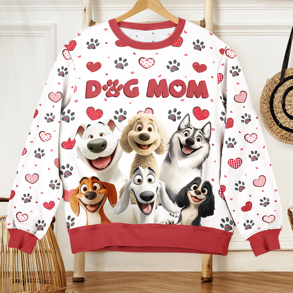 Dog Mom Cozy Sweatshirt - Pet Parent Winter Gift, Canine Print