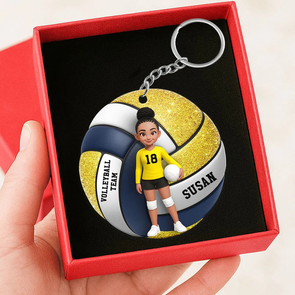 Cute Volleyball Player Acrylic Keychain, Personalized Team Style Charm For Bags & Keys, Sweet Everyday Gift For Her