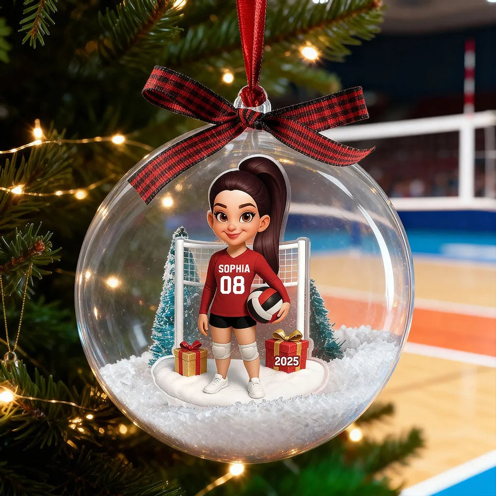 Custom Volleyball Girl Ornament - Unique Christmas Snow Globe Gift for Daughter, Teammate or Sports Lover Keepsake