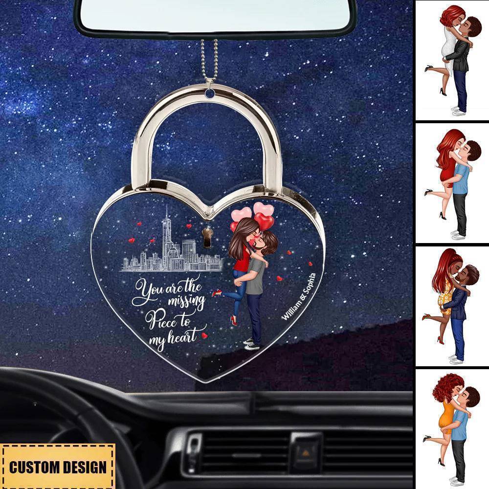 Kiss of Love - Customized Acrylic Car Ornament for Couples - Romantic Valentine's & Anniversary Gift