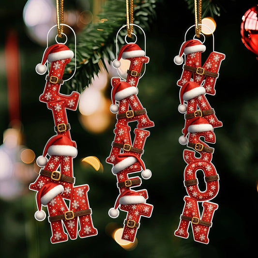 Personalized Acrylic Ornament with Santa Alphabet Letters, Custom Christmas Tree Decor, Unique Holiday Gift for Kids & Families