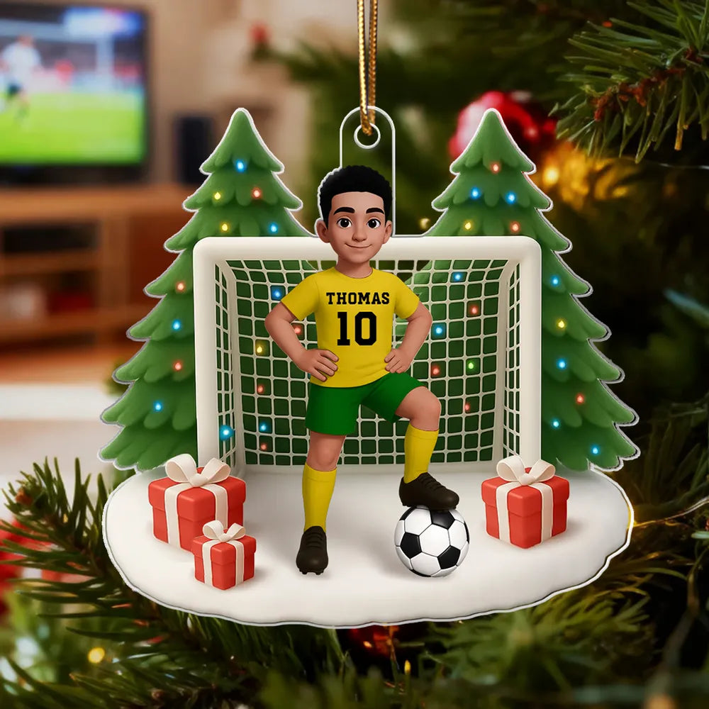 Soccer Acrylic Ornament – Sporty Holiday Gift for Football Lovers, Festive Christmas Tree Decoration