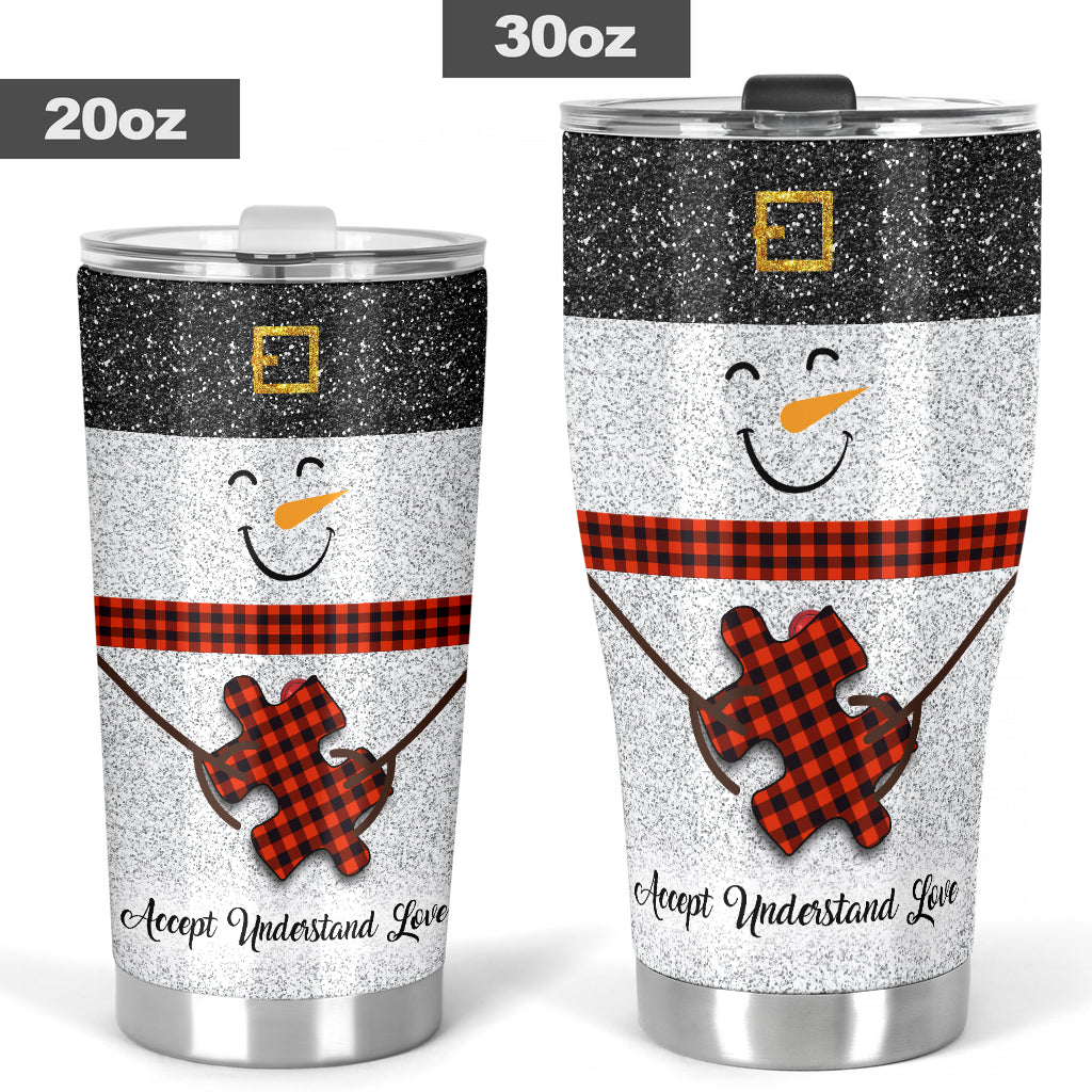 Accept Understand Love - Autism Awareness Tumbler With Faux Glitter Print 0622