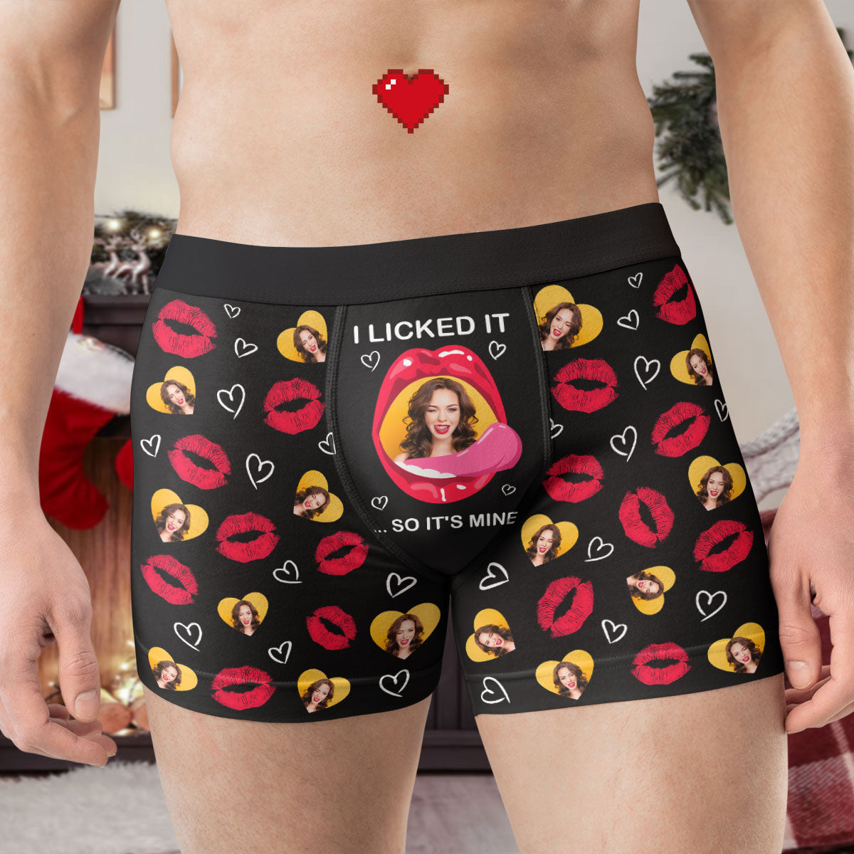 "I Licked It So It’s Mine – Funny Personalized Boxer Briefs for Husband with Your Face"