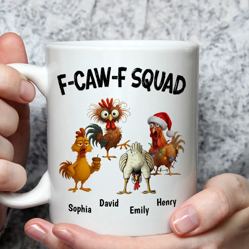 Personalized Chicken Squad Mug with Custom Names – Funny Office Team Coffee Cup Gift