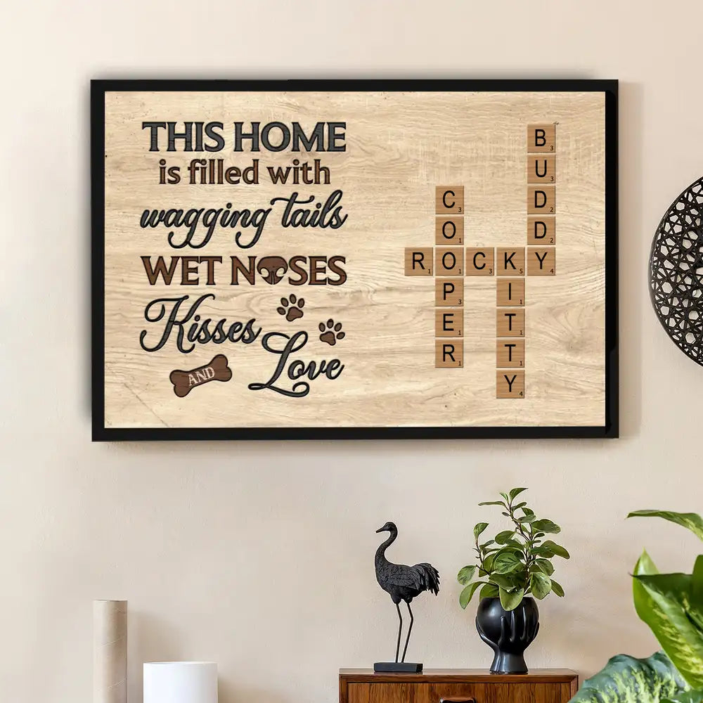 A House is Not a Home Without Paw Prints – Custom Pet Name Puzzle Poster, Ornament, Plaque, Pillow, Cup & More – Personalized Gift for Dog Lovers