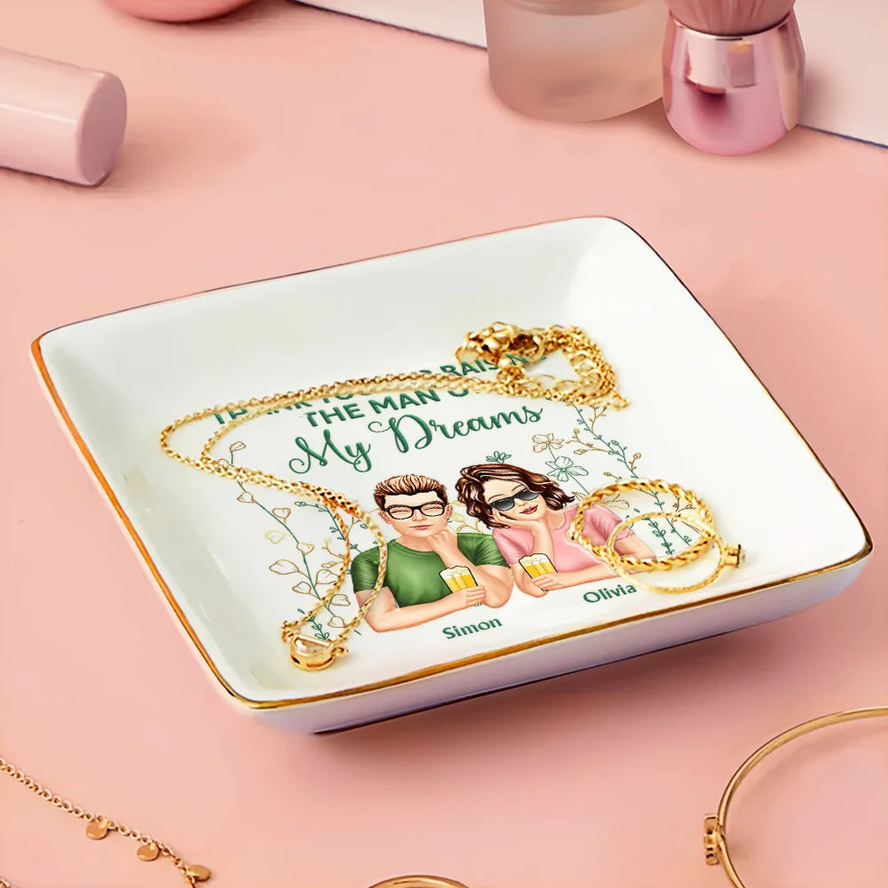 Thank You for Raising Me – Personalized Ceramic Jewelry Dish for Mother with Custom Names, Perfect Gift for Mother’s Day, Birthdays, or Special Occasions