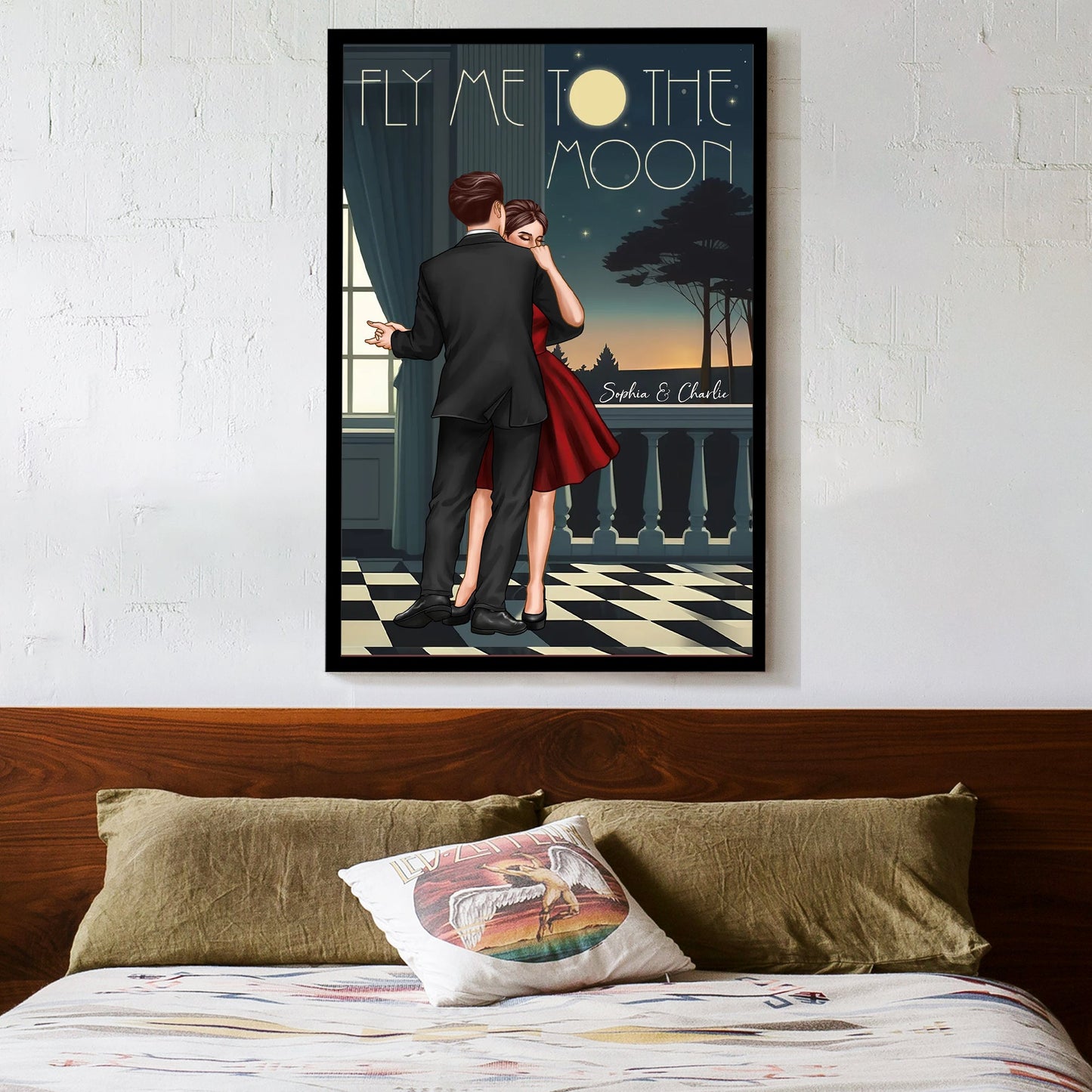 Celebrate Your Love and Passion for Dance - Couple Dancing In Moonlight Couple Anniversary Gift Valentine's Day Gift Personalized Poster