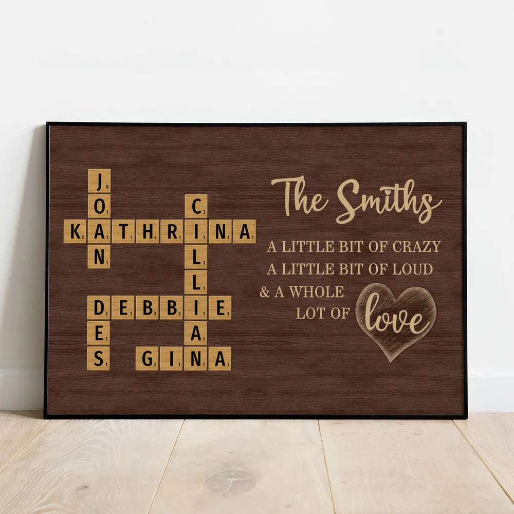 Personalized Family Name Scrabble Poster or Keychain - Unique Gift for Family Love & Memories