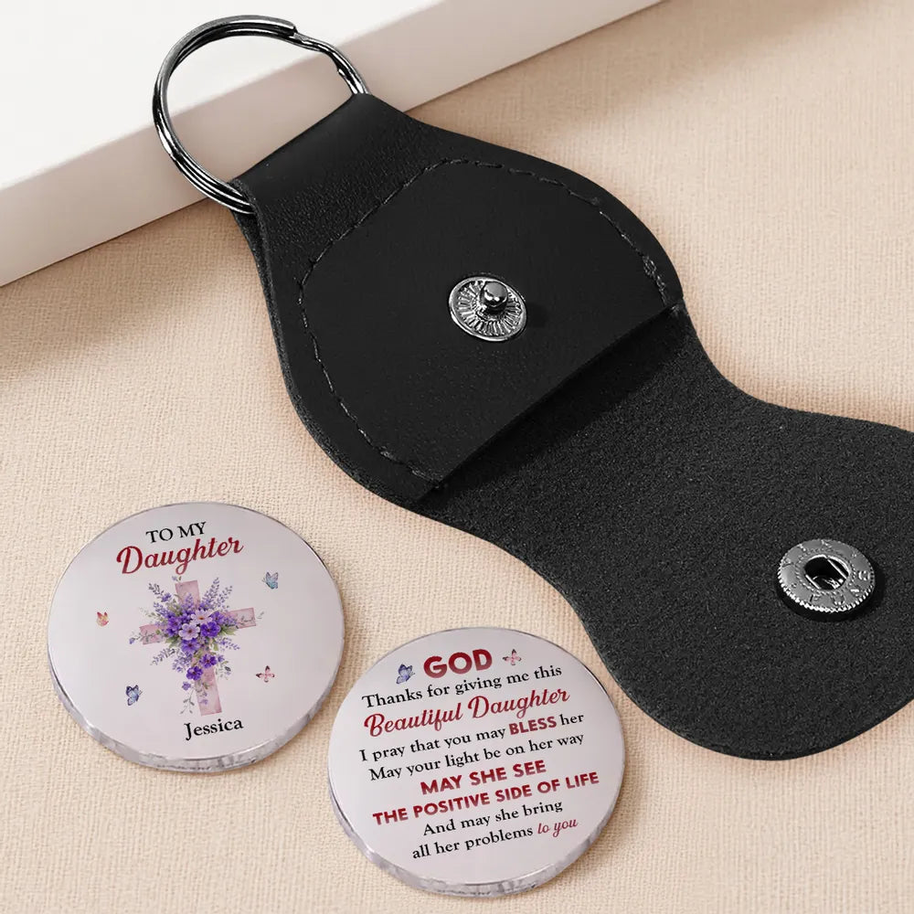 Personalized Pocket Hug for Daughter, Floral Cross Keepsake Token, Unique Christian Gift for Her, Everyday Comfort