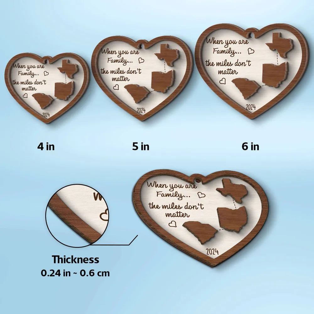 Heart-Shaped Wooden Ornament, Long-Distance Connection Keepsake for Christmas Tree, Warm and Meaningful Gift of Togetherness