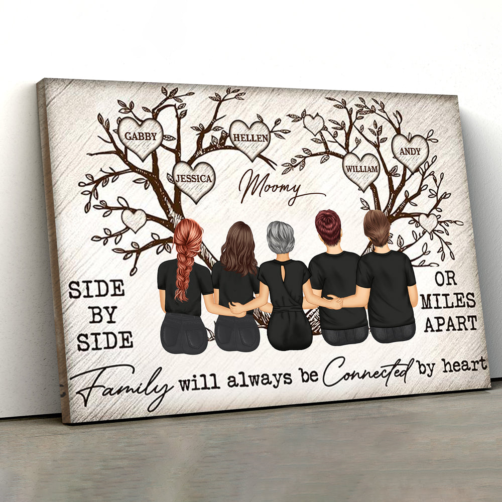 Grandma Mom Family Will Always Be Connected By Heart - Personalized Family Tree Poster, Perfect Gift for Mothers, Available as Poster, Plaque, Ornament, Keychain, and Pillow