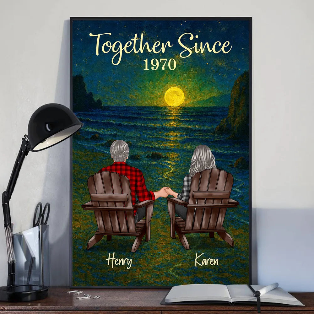 Personalized Poster for Couple with Sunset Beach Scene, Romantic You & Me Art, Unique Gift for Husband, Wife or Partner