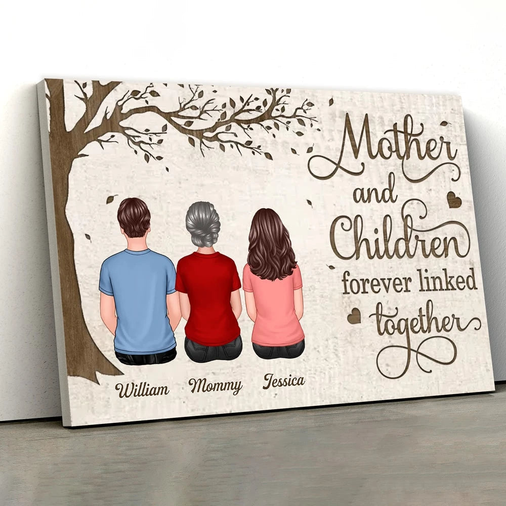 Mother and Daughters Forever Linked Together – Heartfelt Gift for Mom with Personalized Names, Poster, Keychain, Plaque, Pillow, Blanket, Cup, and More for Mother’s Day