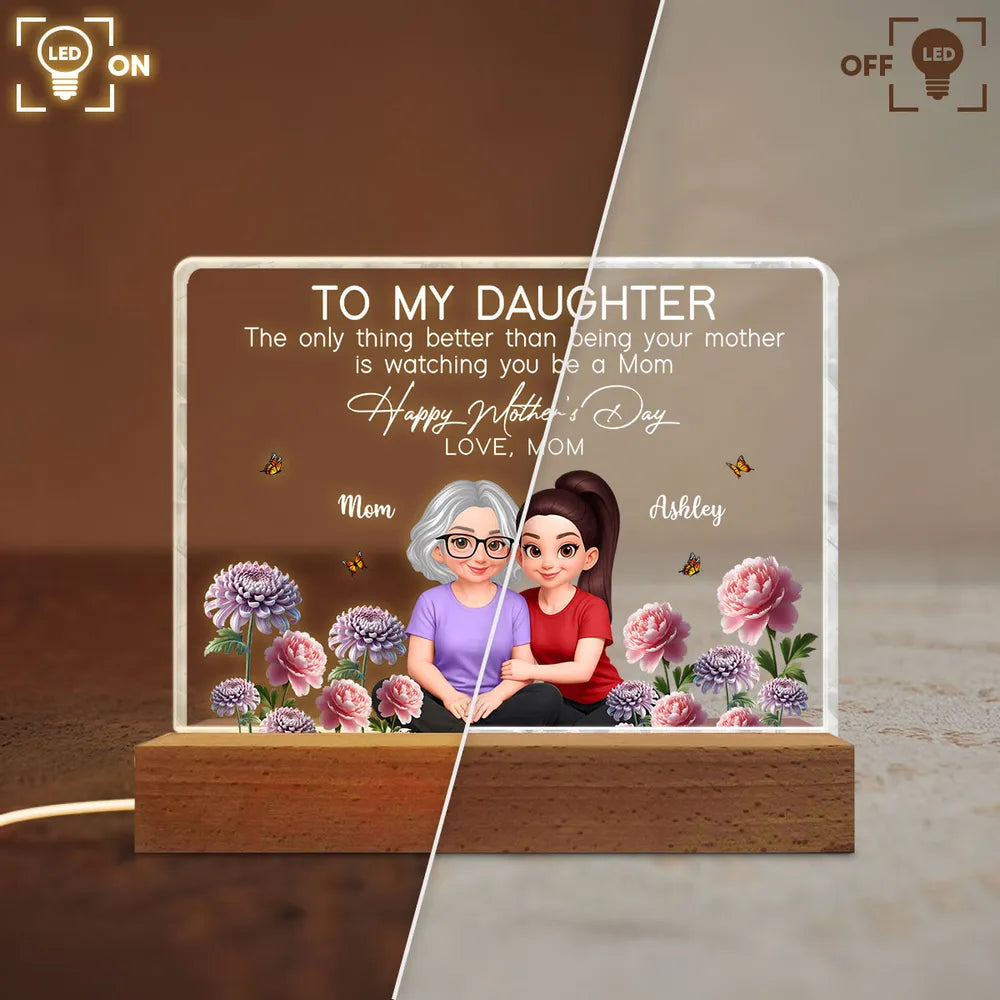 Personalized Block LED Light Plaque, To My Daughter Mother's Day Message, Cozy Bedside Decor, Unique Gift From Mom