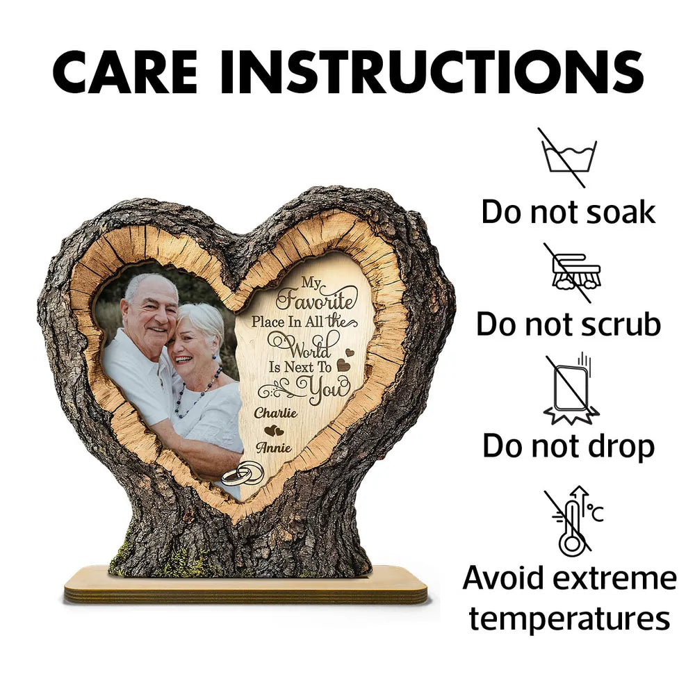 Personalized 2-Layer Wooden Plaque With Couple Photo and Heart Quote, Romantic Living Room Display, Unique Gift
