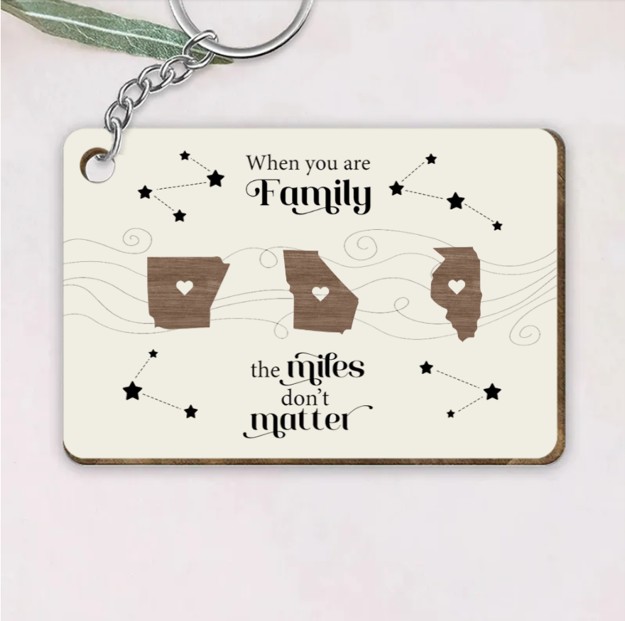 Long Distance Family Friends Siblings Sisters Besties Personalized 2-Layered Wooden Ornament or Plaque or Poster or Keychain Togetherness Christmas Gift