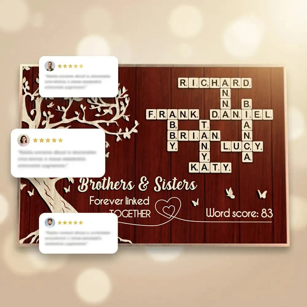 Personalized Brothers & Sisters Crossword Poster – Custom Sibling Wall Art for a Unique Family Gift